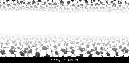 Fond des ballons de football, situés en haut et en bas, noir sur blanc Illustration de Vecteur