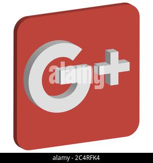VORONEZH, RUSSIE - 21 NOVEMBRE 2019 : icône de carré isométrique du logo Google plus de couleur orange Illustration de Vecteur