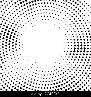 Points déformés par un vecteur de demi-teinte.effet demi-ton. Concept de fond. Texture de la vignette. Points isolés sur fond blanc. Illustration de Vecteur