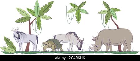 Illustration du vecteur couleur RVB semi-plat Wildlife Illustration de Vecteur