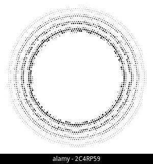 Arrière-plan en pointillés demi-tons distribués de façon circulaire. Motif vectoriel d'effet demi-ton. Points circulaires isolés sur fond blanc. Illustration de Vecteur