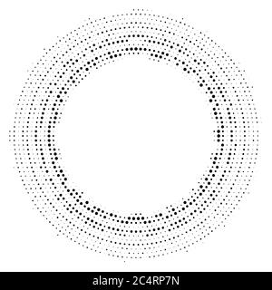 Arrière-plan en pointillés demi-tons distribués de façon circulaire. Motif vectoriel d'effet demi-ton. Points circulaires isolés sur fond blanc. Illustration de Vecteur