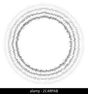 Arrière-plan en pointillés demi-tons distribués de façon circulaire. Motif vectoriel d'effet demi-ton. Points circulaires isolés sur fond blanc. Illustration de Vecteur