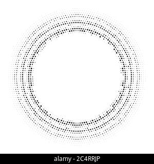 Arrière-plan en pointillés demi-tons distribués de façon circulaire. Motif vectoriel d'effet demi-ton. Points circulaires isolés sur fond blanc. Illustration de Vecteur