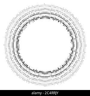 Arrière-plan en pointillés demi-tons distribués de façon circulaire. Motif vectoriel d'effet demi-ton. Points circulaires isolés sur fond blanc. Illustration de Vecteur