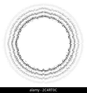 Arrière-plan en pointillés demi-tons distribués de façon circulaire. Motif vectoriel d'effet demi-ton. Points circulaires isolés sur fond blanc. Illustration de Vecteur