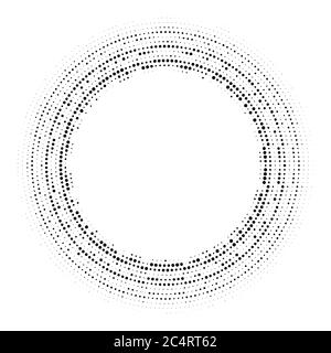 Arrière-plan en pointillés demi-tons distribués de façon circulaire. Motif vectoriel d'effet demi-ton. Points circulaires isolés sur fond blanc. Illustration de Vecteur