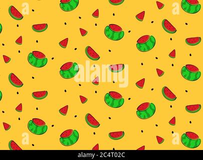 motif sans couture pastèque, style dessiné à la main Illustration de Vecteur