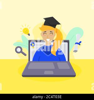 illustration bonne étudiante en virtual graduation Illustration de Vecteur