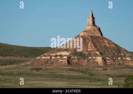 Vue sur le site historique national de Chimney Rock dans le comté de Morrill, Nebraska Banque D'Images