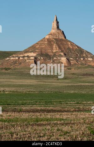 Vue sur le site historique national de Chimney Rock dans le comté de Morrill, Nebraska Banque D'Images