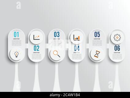 Modèle d'infographie d'entreprise avec 6 étapes pour réussir. Conception vectorielle. Illustration de Vecteur