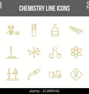 Ensemble unique d'icônes de ligne vectorielle de constituant chimique Illustration de Vecteur