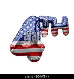 4 juillet étoiles et bandes célébration ballons 3D Rendering Banque D'Images