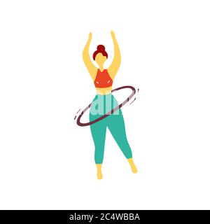 Sport fille Twists Hoop. L'athlète s'entraîne avant la compétition. Gymnaste faisant des exercices. Graphique vectoriel tracé à la main Illustration de Vecteur