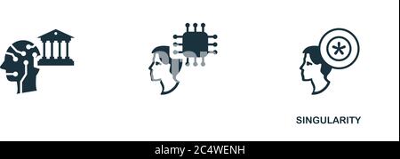 Icône singularité. Design simple et créatif de la collection d'icônes d'intelligence artificielle. Icône de singularité remplie pour les infographies et la bannière Illustration de Vecteur