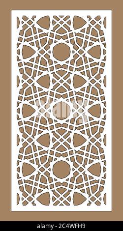 Panneau vectoriel de coupe lente. Décoration CNC, design jali, cloison intérieure. Coupe de lazer arabe et islamique Illustration de Vecteur