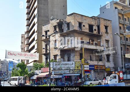 BEYROUTH, LIBAN - 1er OCTOBRE 2017 : traces de la guerre passée dans les rues de Beyrouth. Banque D'Images