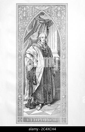 Leopold II (né le 5 mai 1747 † 1er mars 1792) Archiduc d'Autriche de la Maison des Habsbourg-Lorraine, 1765-1790 Grand-Duc de Toscane, et de 1790 à 1792 empereur du Saint Empire romain et roi de Bohême, Croatie et Hongrie / Léopold II (* 5. Mai 1747; † 1. Maerz 1792) Erzherzog von oesterreich aus dem Haus Habsburg-Lothringen, von 1765 bis 1790 Grossherzog der Toskana von 1790 bis 1792 Kaiser des Heiligen Roemischen Reiches und Koenig von Boehmen, Kroatien und Ungarn, reprodution historique et numérique reproduction améliorée d'un original du XIXe siècle Banque D'Images