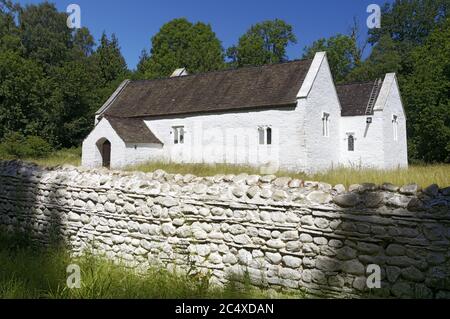 Église Llandeilo Tal y Bont, Musée national d'histoire de St Fagans/Amgueddfa Werin Cymru, Cardiff, Galles du Sud, Royaume-Uni. Banque D'Images