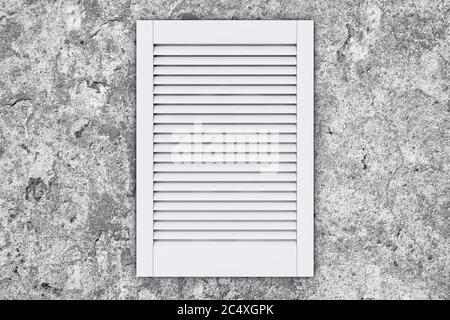 Grille de ventilation en plastique blanc sur un mur en pierre. Rendu 3d Banque D'Images