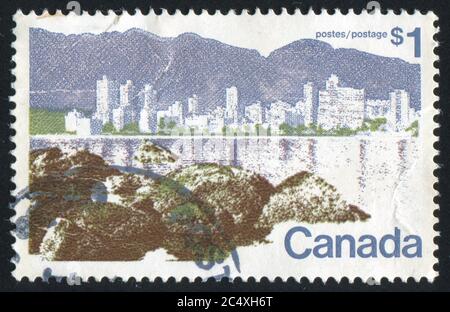 CANADA - VERS 1973 : timbre imprimé par le Canada, montre Vancouver, vers 1973 Banque D'Images