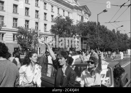 Grève des étudiants en occupation à l'Université de Sofia. Juin 1990. Sofia, Bulgarie Banque D'Images