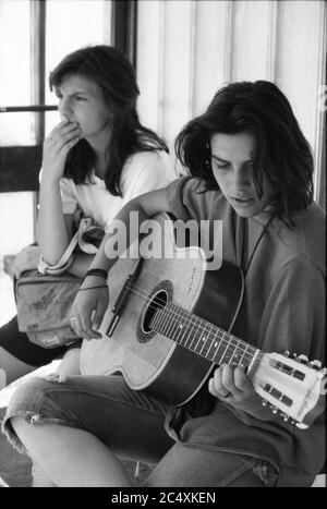 Grève des étudiants en occupation à l'Université de Sofia. Juin 1990. Sofia, Bulgarie Banque D'Images