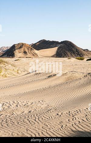 Paysage péruvien du désert. CASMA, Département d'Ancash, Pérou. Banque D'Images