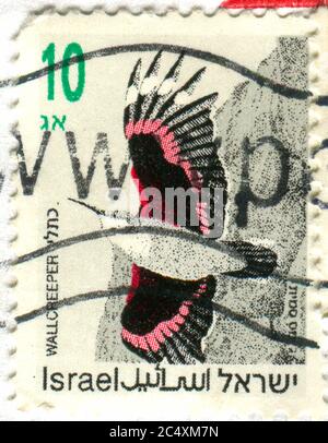 ISRAËL - VERS 1992: Timbre imprimé par Israël, montre oiseau, vers 1992 Banque D'Images