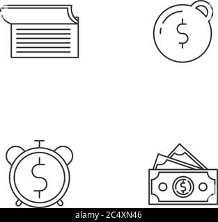 Argent dette icônes linéaires ensemble Illustration de Vecteur