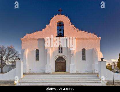 San Elizario Presidio au coucher du soleil, près d'El Paso, Texas, États-Unis Banque D'Images