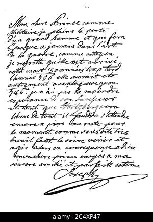 Lettre empereur Joseph II Au Prince Kaunitz en référence à la nouvelle reçue de la mort de Frédéric le Grand / brève Kaiser Joseph II an der Fuersten Kaunitz mit Bezug auf die eben erhaltene Nachricht vom Tode Friedrich des Grossen Banque D'Images