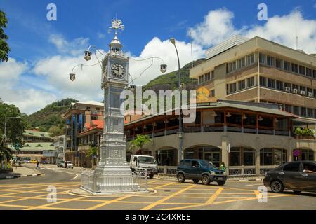 La tour de l'horloge de Victoria, également connu sous le nom de Little Big Ben, Seychelles Banque D'Images