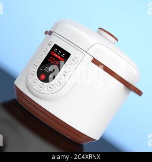 Cuiseur multifonction électrique moderne sur fond blanc. Rendu 3d Banque D'Images