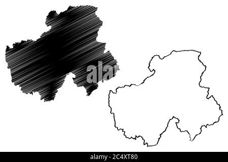 Département de haute-Savoie (France, République française, région Auvergne-Rhône-Alpes, ARA) carte illustration vectorielle, croquis à tracer carte haute-Savoie Illustration de Vecteur