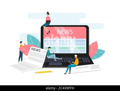 Site Web d'actualités sur l'écran de l'ordinateur portable. Actualités en ligne Illustration de Vecteur
