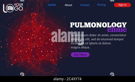 Page de renvoi de la clinique de Pulmonologiey. Concept futuriste Illustration de Vecteur