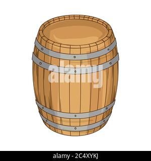 Illustration d'un baril en bois pour le vin ou la bière. Illustration de Vecteur