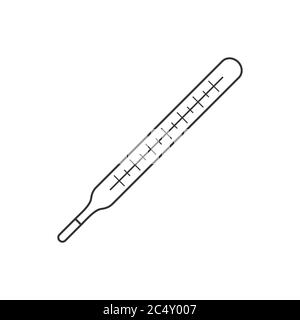 Icône de thermomètre classique sur fond blanc. Thermomètre au mercure pour la mesure de la température corporelle humaine. Symbole de l'outil médical de diagnostic de fièvre Illustration de Vecteur