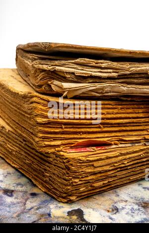 Anciennes pages de livre, prise de vue en studio Banque D'Images