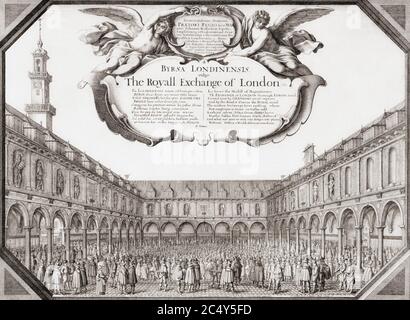 L'échange royal de Londres au milieu du XVIIe siècle. Après une gravure de Venceslaus Hollar en 1644. Banque D'Images