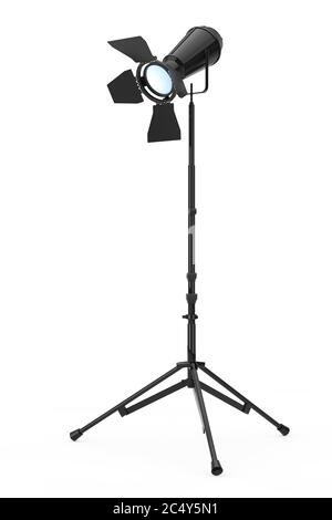 Studio Lighting avec Stand sur fond blanc. Rendu 3d. Banque D'Images