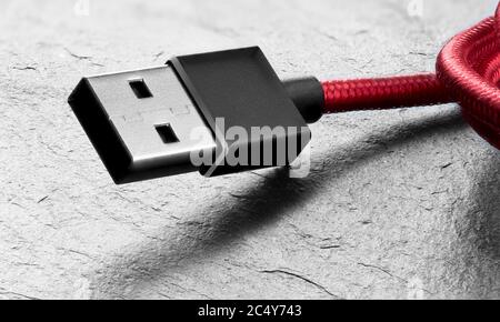 Ordinateur USB type a câble macro prise Banque D'Images