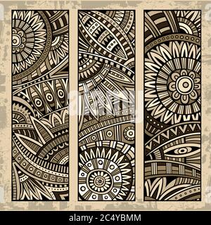 Ensemble de cartes abstraites à motifs ethniques Illustration de Vecteur