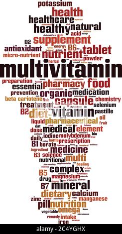 Concept de nuage de mots multivitamin. Collage de mots sur la multivitamine. Illustration vectorielle Illustration de Vecteur