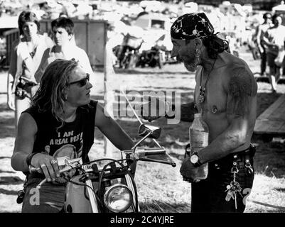 Archives 90ies: Free Wheels 1995, rencontre annuelle Harley Davidson à Cunlhat, Puy-de-Dôme, France Banque D'Images