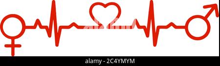 Cœur rouge amour. Vecteur homme - femme Illustration de Vecteur