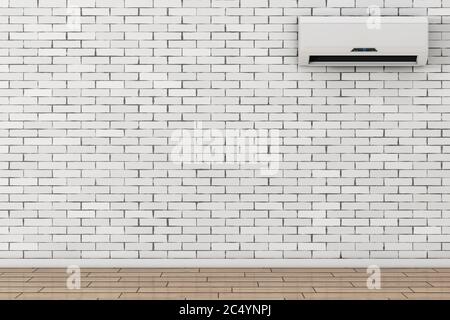 Climatiseur moderne devant un mur en briques. Rendu 3d. Banque D'Images