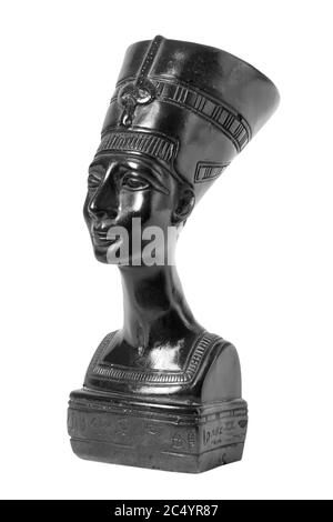 Buste de la reine égyptienne de Nefertiti sur fond blanc Banque D'Images